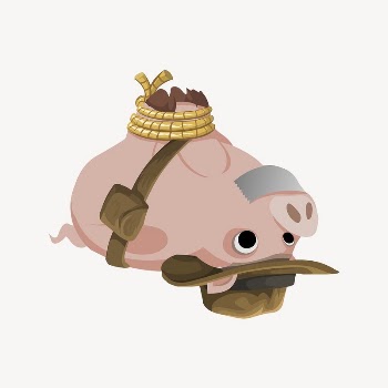 Hogtied piggy explorer character clipart, | Free PSD - rawpixel