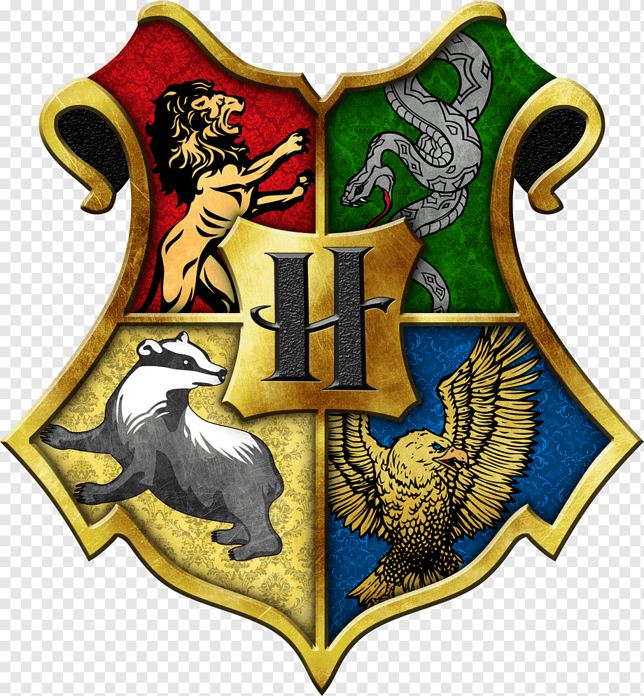 Hogwarts Harry Potter Crest Gryffindor Ravenclaw House, Harry Potter, red, green, blue, and yellow animal logo illustration, shield, magic, helga Hufflepuff png