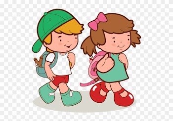 Hojas Decoradas - Boy And A Girl Going To School