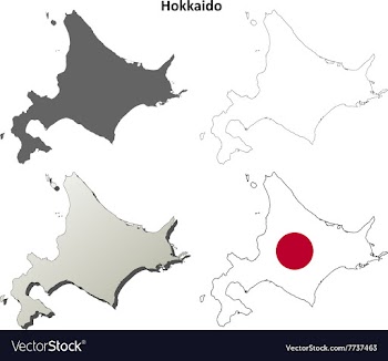 Hokkaido blank outline map set vector image