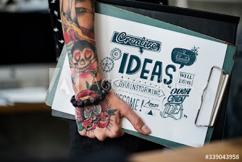 Holding an idea board