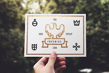 Holding Blank Card Mockup