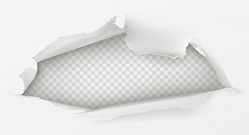 Hole in white paper sheet 3d realistic Free Vector