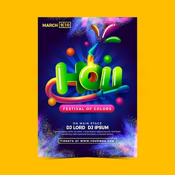 Holi festival of colours with colourful hand Free Vector