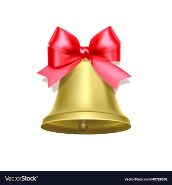 holiday decoration element golden bell with red