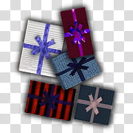 Holiday Gift Delivery, five gift boxes artwork transparent background PNG clipart