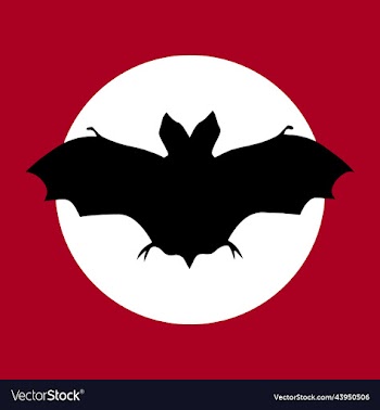 holiday picture of a flying black bat on the moon