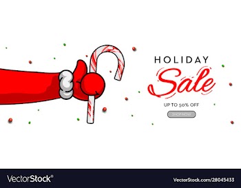 holiday sale horizontal banner santas claus hand