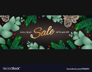 Holiday sale horizontal poster christmas template vector image