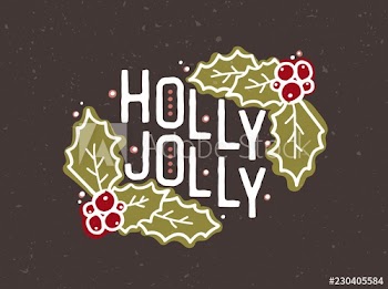 Holly Jolly lettering handwritten with elegant calligraphic font