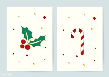Holly leaves and candy cane Christmas cards v.. | Free stock vector - 503513