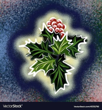 holly leaves green with red berries