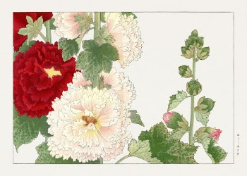 Hollyhock flower, Japanese woodblock art | Free Photo Illustration - rawpixel
