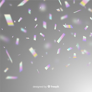 Holographic party glitter confetti background Free Vector