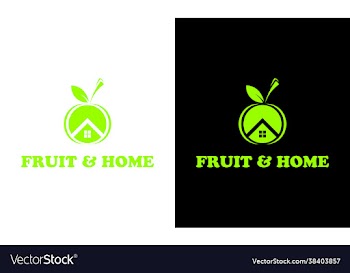 home concept on apple fruit logo design template