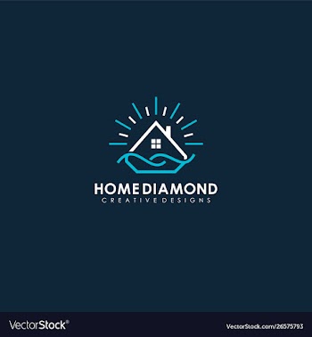 Home diamond shine wave line logo art icon vector image