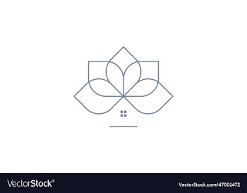 home flower logo with line style