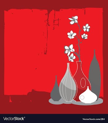 Home interior and cherry blossom vector image
