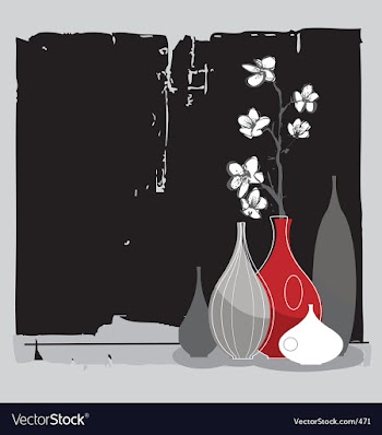 Home interior with cherry blossom vector image