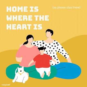 Home is where the heart is coronavirus awareness message  | Free  vector - 2309502