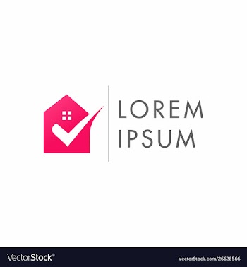 Home logo with check mark logo real estate vector image