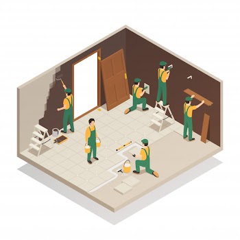 Home renovation isometric composition Free Vector