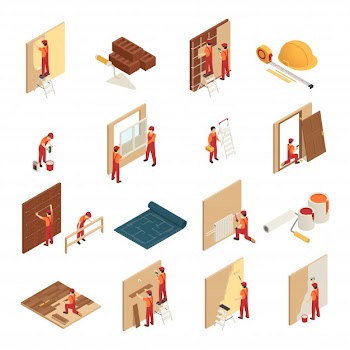 Home renovation isometric icons Free Vector
