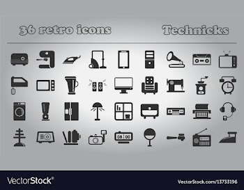 Home retro appliances set house technics vector image