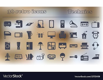 Home retro appliances set house technics vector image