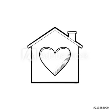 Home with heart shape hand drawn outline doodle icon