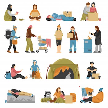 Homeless people set Free Vector