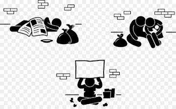 Homelessness Begging Icon - Black and white vector illustrations, poor Sims 