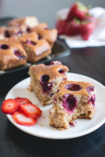 Homemade cherry sponge cake 