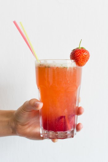 Homemade strawberry and basil lemonade 