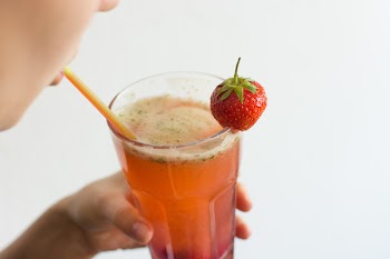 Homemade strawberry and basil lemonade 