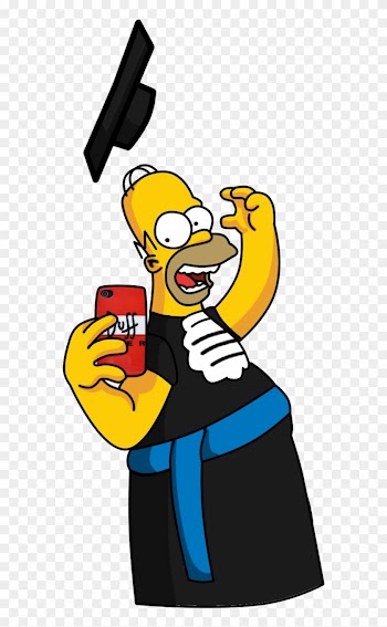 Homer Simpson Graduation Selfie By Tiao-gawain - Graduation Cartoon Transparent