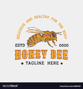 honey bee hand drawn vintage badge logo design