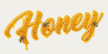 Honey lettering with bees Free Vector