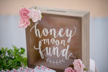 Honey Moon Fund Board With Pink Roses Party Favor