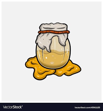 honey on jar cartoon with simple gradient and