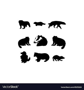 honeybadger animal set silhouette design