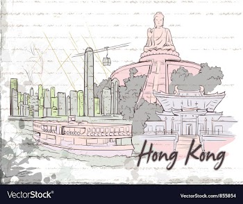 Hong kong doodles vector image