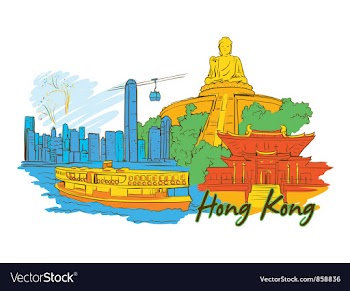 Hong kong doodles vector image