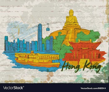 Hong kong doodles vector image
