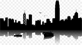 Hong Kong Skyline Silhouette Illustration - Hong Kong silhouette material 