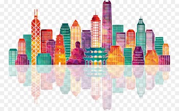 Hong Kong Skyline Stock illustration Illustration - Colorful city building silhouettes 