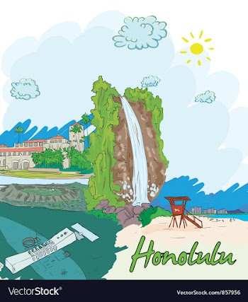 Honolulu doodles vector image