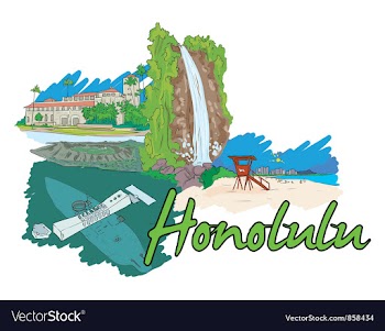 Honolulu doodles vector image