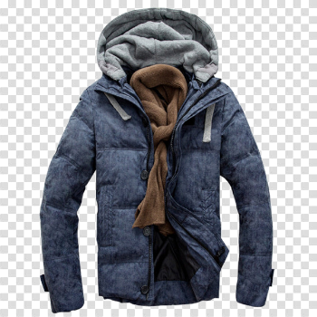 Hooded Jacket Men Transparent Image