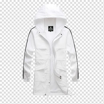 Hoodie White Jacket, White hooded sports jacket transparent background PNG clipart